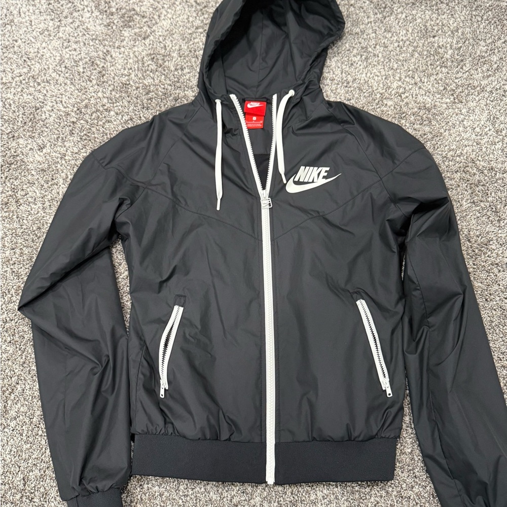 Nike Women's Black Windbreaker with White Accents